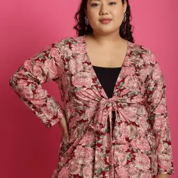 therebelinme The Rebelinme Maroon 100% Rayon FloralRelaxed Fit Shrugsandcardigans image 1