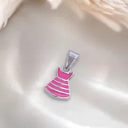 Taraash 925 Sterling Silver Pink Dress Pendant for Kids & Girls-picture-13