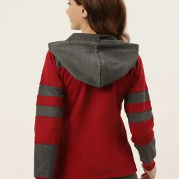 BRINNS Maroon & Grey Color-Block Hoodie image 2
