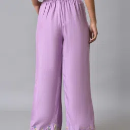 W Purple Embroidered Palazzos image 2