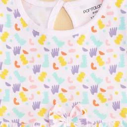 Pantaloons Baby White & Purple Cotton Printed Dress image 2
