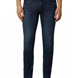 Louis Philippe Navy Cotton Slim Fit Jeans image 1