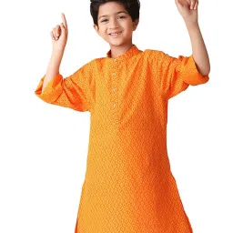 Fabindia Kids Orange Printed Full Sleeves Kurta image 1