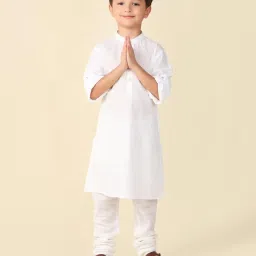 Fabindia Kids White Printed Full Sleeves Kurta image 1