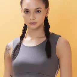 Clovia Grey Regular Fit Crop Top image 1