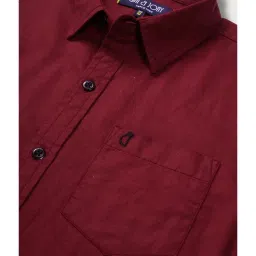 Gini & Jony Kids Maroon Cotton Regular Fit Full Sleeves Shirt image 3