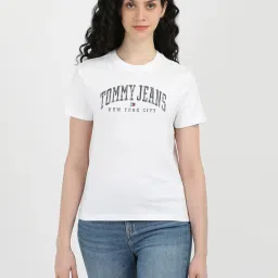 TOMMY HILFIGER White Cotton Graphic Print T-Shirt image 1