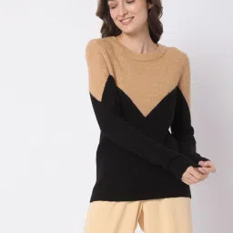 Vero Moda Brown & Black Color Block Sweater image 1