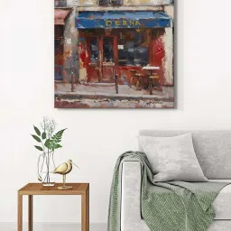 999Store Multicolor Canvas Charming Cafe Street Scene Wrapped Painting image 1