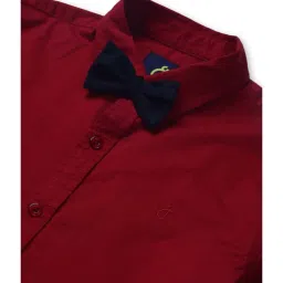 Gini & Jony Kids Red Cotton Regular Fit Shirt image 3