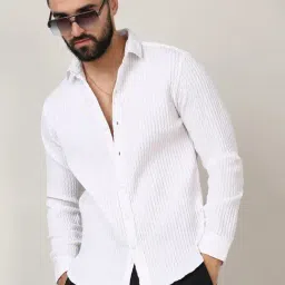 Campus Sutra White Regular Fit Texture Shirt-picture-28