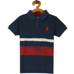 U.S. Polo Assn. Kids Navy Striped Polo T-Shirt image 1