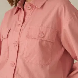 VIRGIO Pink Cotton Solid Long Sleeves Jacket image 5