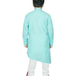 SG Yuvraj Kids Turquoise Cotton Kurta Set image 2