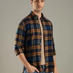 Tommy Hilfiger Navy Cotton Regular Fit Checks Shirt image 4