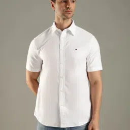 Tommy Hilfiger White Cotton Regular Fit Shirt-image-21