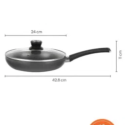 Borosil 1.7L (24 cm) Hard Anodized Fry Pan with Glass Lid ( Black ) image 3