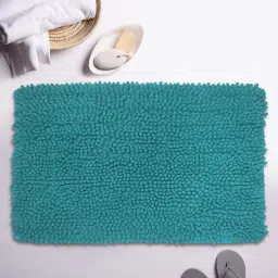 BIANCA Super-Soft Shaggy Floor Rug With Non-Slip Back -1pc Large (yakuza) solid-turq image 1