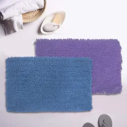 BIANCA Super-Soft Shaggy Floor Rug With Non-Slip Back -2pc Medium (yakuza) solid-blue/lilac image 1