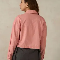 VIRGIO Pink Cotton Solid Long Sleeves Jacket image 2