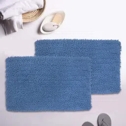 BIANCA Super-Soft Shaggy Floor Rug With Non-Slip Back -2pc Large (yakuza) solid-blue image 1