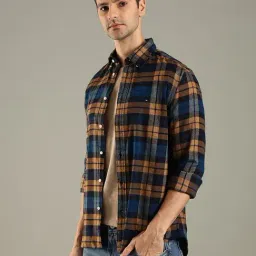 Tommy Hilfiger Navy Cotton Regular Fit Checks Shirt image 3