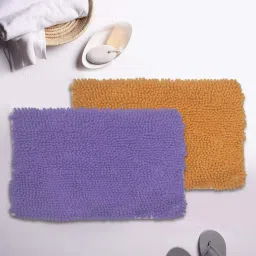 BIANCA Super-Soft Shaggy Floor Rug With Non-Slip Back -2pc Large (yakuza) solid-lilac/clay image 1