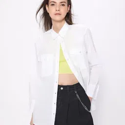 Cover Story White Regular Fit Oversized Shirt-picture-17