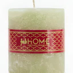 Fabindia Green & Red Santo Polo Scented Wax Pillar Candle-image-2