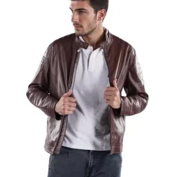 celio Celio* Brown Regular Fit Biker Jacket-picture-29