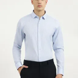 United Colors Of Benetton Blue Cotton Slim Fit Striped Shirt-picture-22