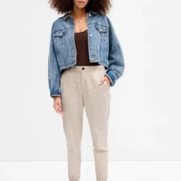 GAP Off White Slim Fit Solid Joggers image 5