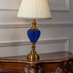 Whispering Homes Vintage Table Lamp - Gold & Blue image 2