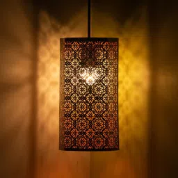 ExclusiveLane Turquoise and Grey Iron Morrocan Waves Hand-etched Pendant Lamp - Set of 2 image 2