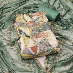 KIMISHA Embellished Unstitched Dress Material-image-65