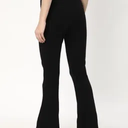 R&B Black Cotton High Rise Trackpants image 2