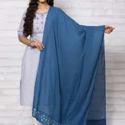Rangriti Blue Cotton Printed Dupatta image 1
