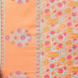 Rangriti Orange Cotton Printed Dupatta image 3