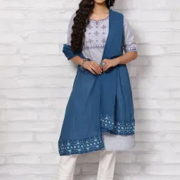 Rangriti Blue Cotton Printed Dupatta image 2