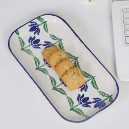 fabindia home Fabindia Blue & White Stoneware Large Platter image 1