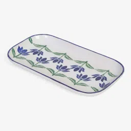 fabindia home Fabindia Blue & White Stoneware Large Platter image 4