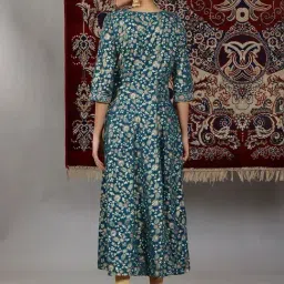 Aurelia Blue Cotton Printed A Line Kurta image 2