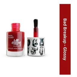 Elitty Mad Over Nails Glossy Nail Polish Bad Breakup (Red) - 6 ml image 2