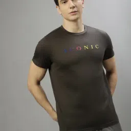 Iconic Black Regular Fit Printed T-Shirt-image-4