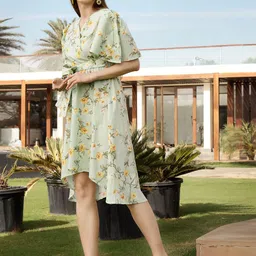 Sera Floral Print Flared Sleeve Fit & Flare Mini Dress image 2