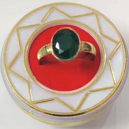 GenZcomplex Unisex Green Emerald Gold Plated Finger Ring image 3