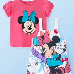 Babyhug Disney Single Jersey Knit  Frock With Half Sleeves Inner Tee & Minnie Mouse Graphics - Multicolor-picture-32