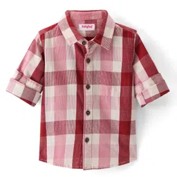 Babyhug Cotton corduroyWoven Full Sleeves Checks Shirt - Maroon & White-picture-14