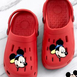 Disney by Yellow Bee Mickey Mouse Featuring Solid Perforated Clogs With Charms - Red-picture-36