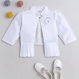 The Magic Wand Woven Full Sleeves Floral Applique Detailed Jacket - White-picture-25